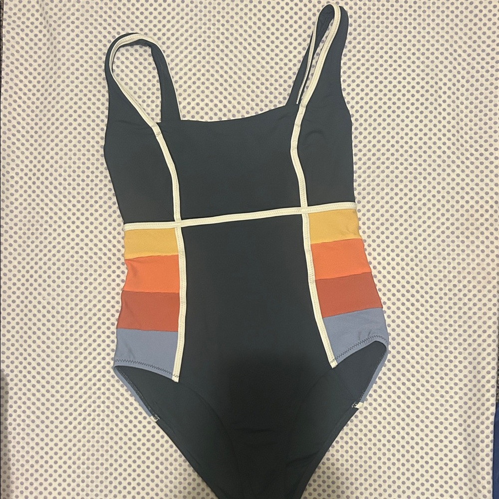 Roxy Black One Piece with Colorful Stripes